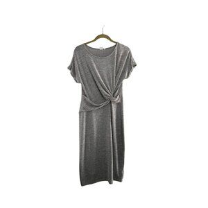 Gray Gap Womens Knot Front Midi Dress Size M Sweater Wrap Midi Preppy Knit Boho
